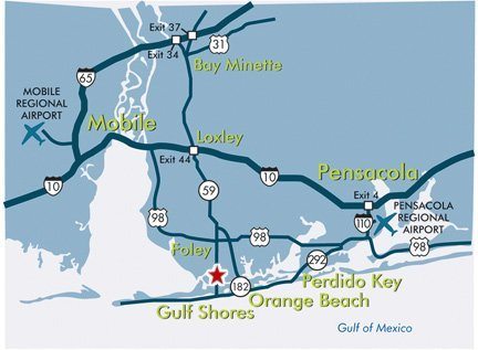 gulf shores map alabama waterway beach orange directions coast area far bridge