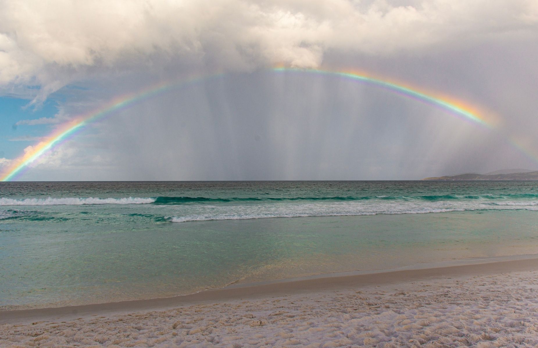 Rainbow over ocean