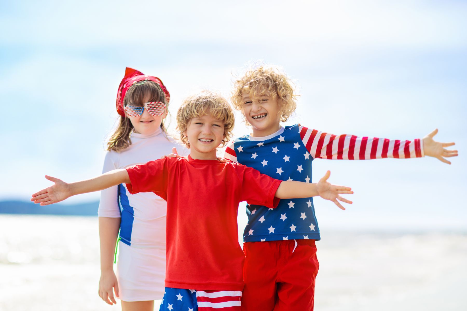 patriotic kids celebrate July 4th