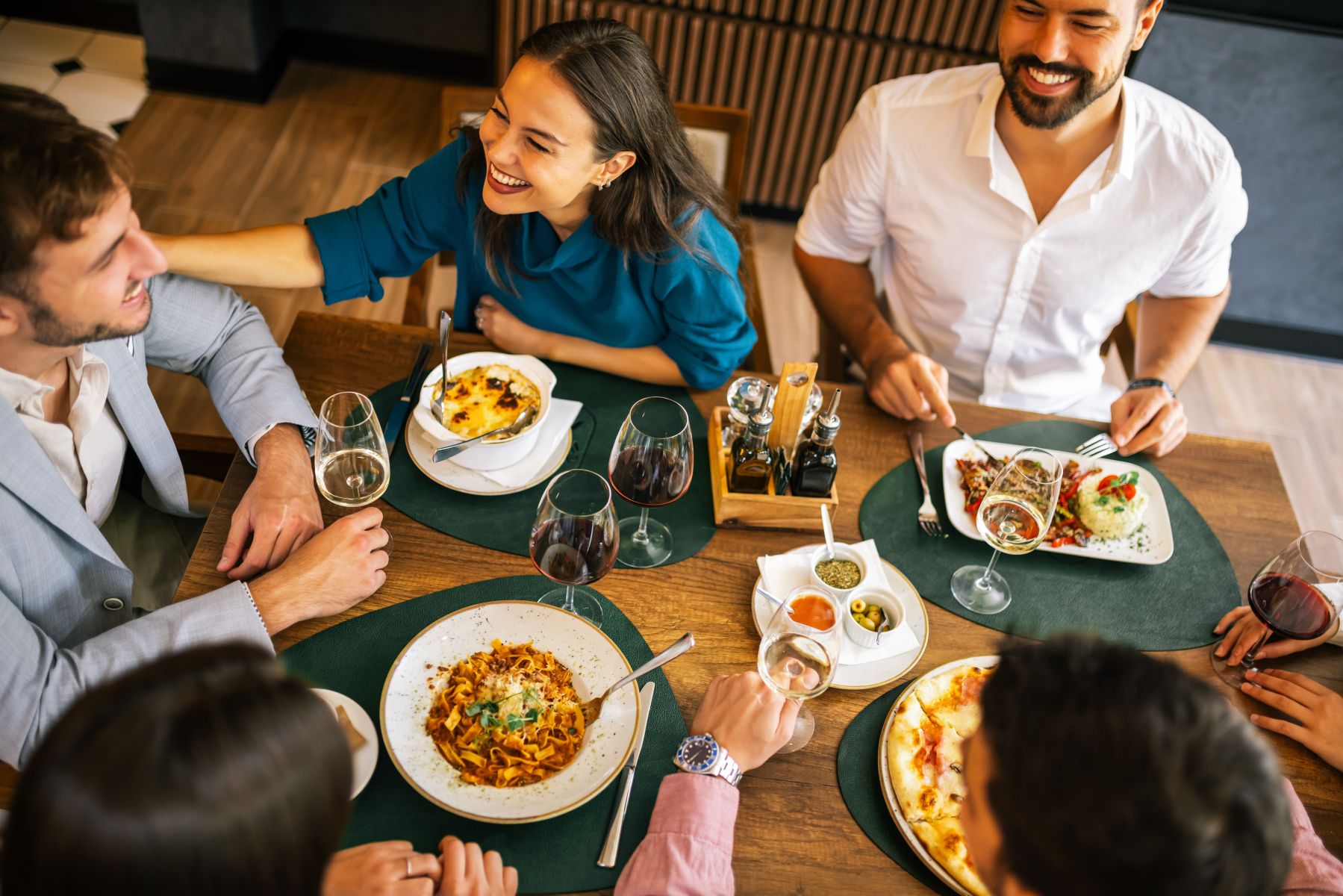 Group eating dinner